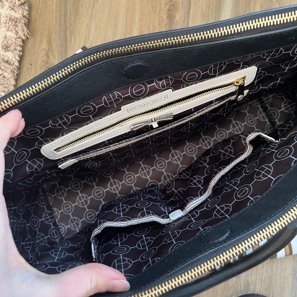 Henri Bendel Black West 57th Carryall Satchel with Gold Accents - Picture 3 of 14
